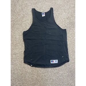 Vintage Russell Tank Top YOUTH Size M Black Stained Made in USA